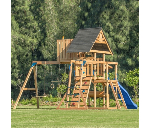 AXI Mitch - Duży Plac Zabaw Drewniany Zjeżdżalnia Hustawki Ścianka Wspinaczkowa + Wieża