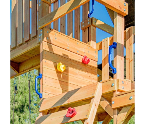 AXI Mitch - Duży Plac Zabaw Drewniany Zjeżdżalnia Hustawki Ścianka Wspinaczkowa + Wieża