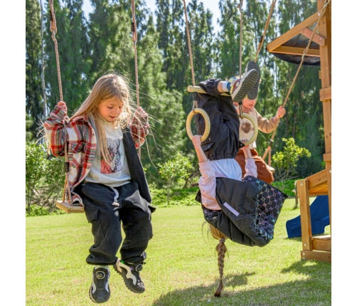 AXI Mitch - Duży Plac Zabaw Drewniany Zjeżdżalnia Hustawki Ścianka Wspinaczkowa + Wieża