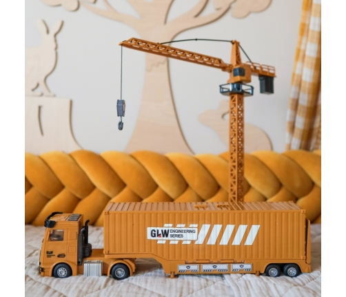 WOOPIE Samochód Ciężarowy 6w1 Zestaw Budowy Dźwig Resoraki Akcesoria