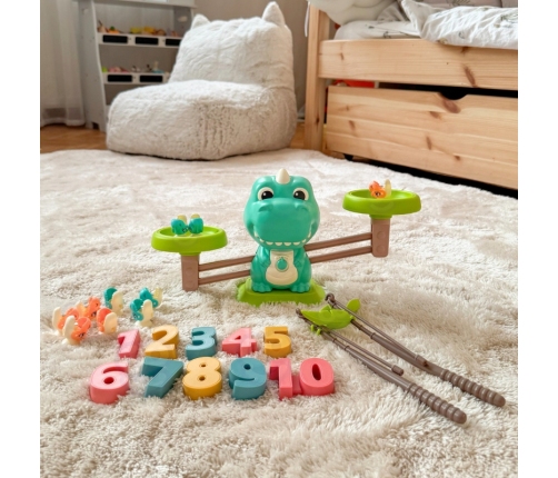 WOOPIE Waga Szalkowa Równoważnia Gra Łowienie Dinozaurów Rybek Nauka Liczydło