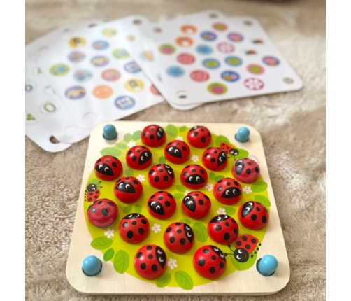 WOOPIE GREEN Memory Drewniana Gra Pamięciowa Edukacyjna Układanka Biedronka