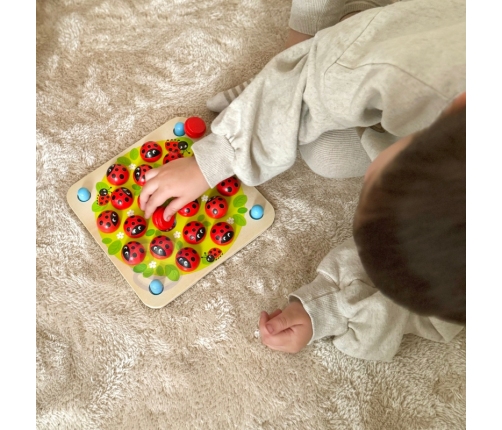 WOOPIE GREEN Memory Drewniana Gra Pamięciowa Edukacyjna Układanka Biedronka