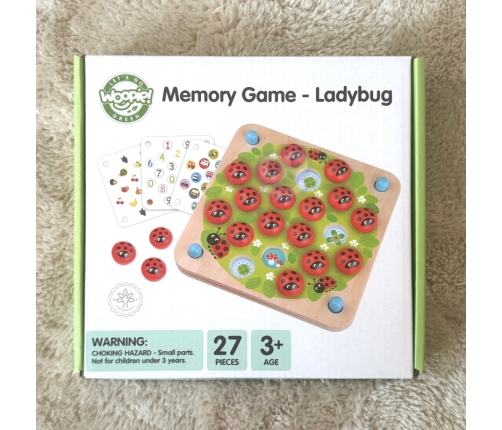 WOOPIE GREEN Memory Drewniana Gra Pamięciowa Edukacyjna Układanka Biedronka