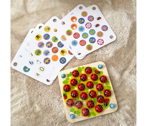 WOOPIE GREEN Memory Drewniana Gra Pamięciowa Edukacyjna Układanka Biedronka