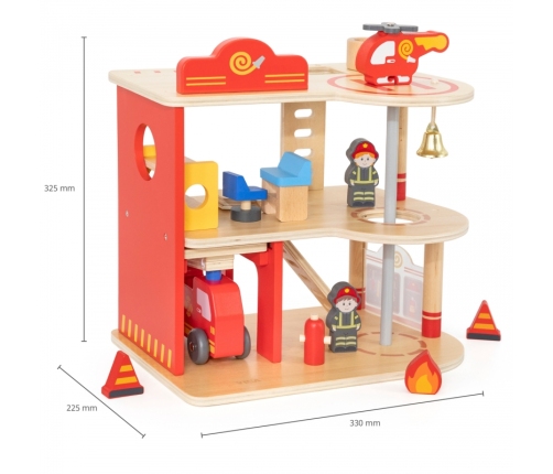 VIGA Drewniany Garaż Remiza Straży Pożarnej Zestaw 14 el
