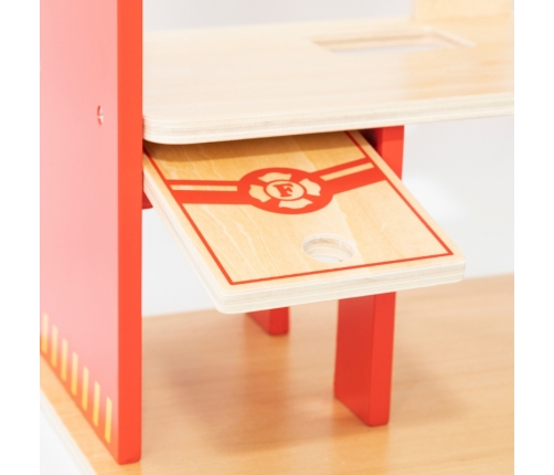 VIGA Drewniany Garaż Remiza Straży Pożarnej Zestaw 14 el