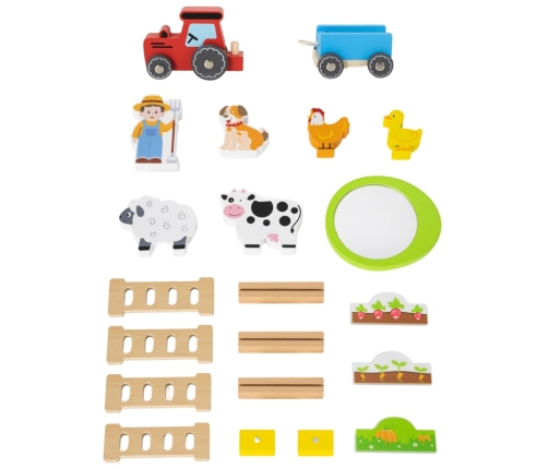 VIGA Drewniana Farma Dom Farmera Z Ogródkiem I Traktorem 21 el
