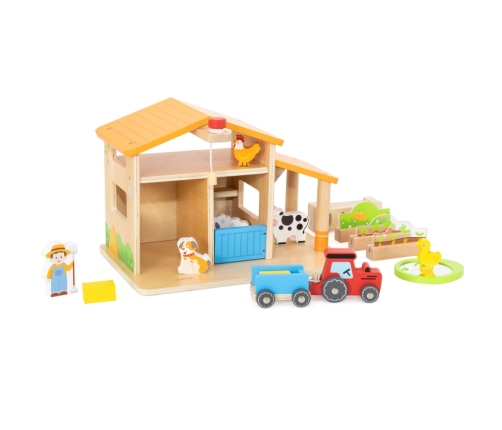 VIGA Drewniana Farma Dom Farmera Z Ogródkiem I Traktorem 21 el