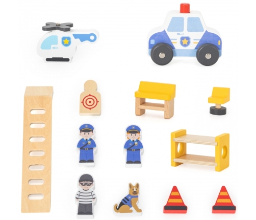 VIGA Drewniany Komisariat Policji Radiowóz 3 poziomy 14 el