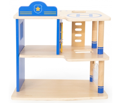 VIGA Drewniany Komisariat Policji Radiowóz 3 poziomy 14 el