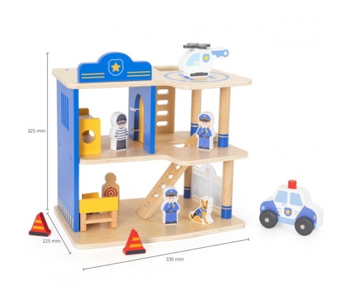 VIGA Drewniany Komisariat Policji Radiowóz 3 poziomy 14 el