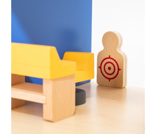 VIGA Drewniany Komisariat Policji Radiowóz 3 poziomy 14 el