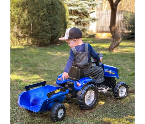 Traktors ar pedāļiem ar piekabi FALK New Holland Blue