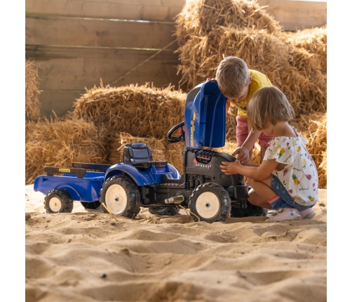Traktors ar pedāļiem ar piekabi FALK New Holland Blue