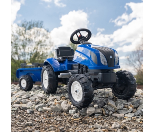 Traktors ar pedāļiem ar piekabi FALK New Holland Blue