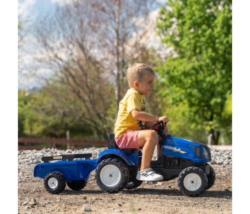 Traktors ar pedāļiem ar piekabi FALK New Holland Blue