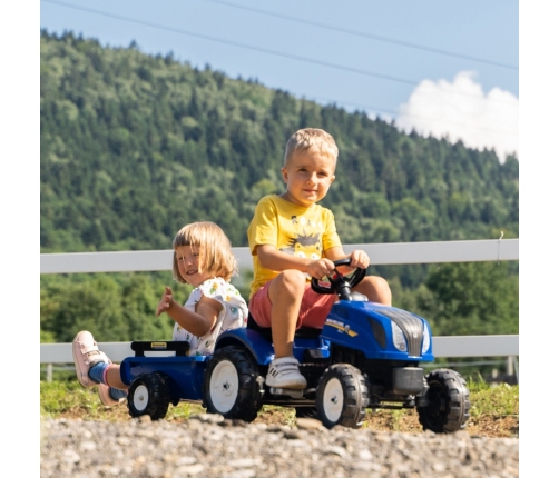 Traktors ar pedāļiem ar piekabi FALK New Holland Blue