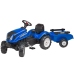 Traktors ar pedāļiem ar piekabi FALK New Holland Blue