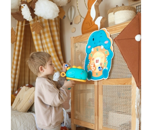 WOOPIE Gra w Rzutki Pistolet Dinozaur na Kulki Rzepy Tarcza Punkty Strzelanie