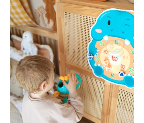 WOOPIE Gra w Rzutki Pistolet Dinozaur na Kulki Rzepy Tarcza Punkty Strzelanie