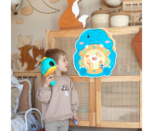 WOOPIE Gra w Rzutki Pistolet Dinozaur na Kulki Rzepy Tarcza Punkty Strzelanie