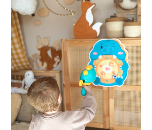 WOOPIE Gra w Rzutki Pistolet Dinozaur na Kulki Rzepy Tarcza Punkty Strzelanie