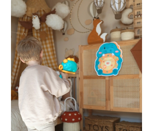 WOOPIE Gra w Rzutki Pistolet Dinozaur na Kulki Rzepy Tarcza Punkty Strzelanie