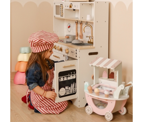 TOOKY TOY Duża Drewniana Multifunkcyjna Kuchnia Nowoczesna Akcesoria