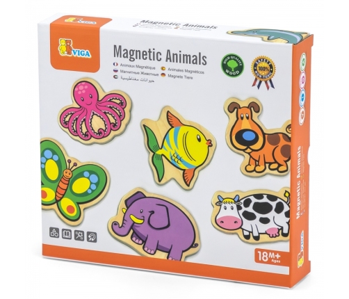 VIGA Drewniane Magnesy Zwierzęta zestaw 20 elementów