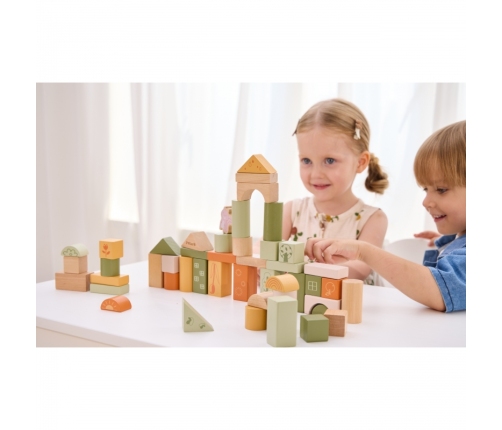 VIGA PolarB Drewniane Klocki Bloki Montessori Zwierzęta 50 el.