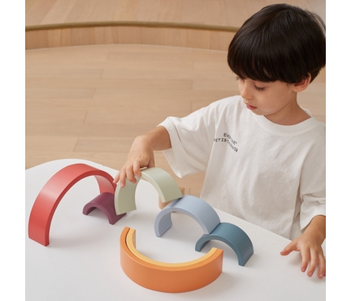 VIGA PolarB Drewniana Tęcza Układanka Klocki Kreatywne Montessori