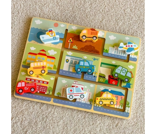 TOOKY TOY Labirynt Drewniany Pojazdy Układanka