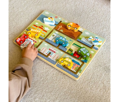 TOOKY TOY Labirynt Drewniany Pojazdy Układanka
