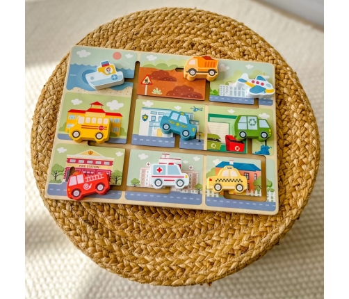 TOOKY TOY Labirynt Drewniany Pojazdy Układanka