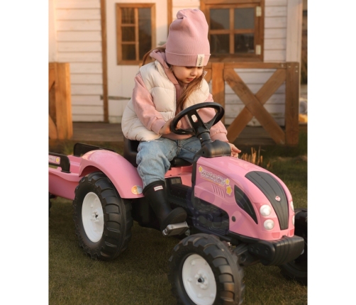 Traktors ar pedāļiem ar piekabi FALK Country Star Pink