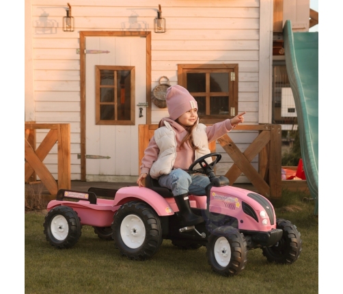 Traktors ar pedāļiem ar piekabi FALK Country Star Pink