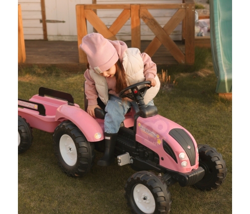 Traktors ar pedāļiem ar piekabi FALK Country Star Pink