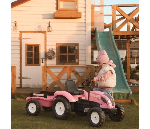Traktors ar pedāļiem ar piekabi FALK Country Star Pink