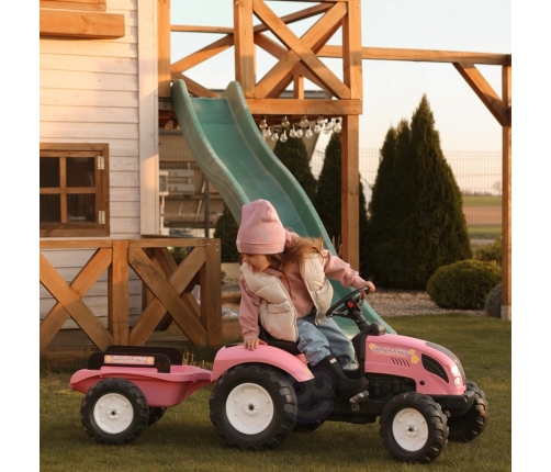 Traktors ar pedāļiem ar piekabi FALK Country Star Pink