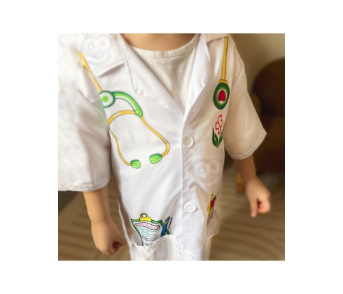 WOOPIE Strój Fartuch Lekarza Doktora Ubranko dla Dzieci do ok. 120 cm