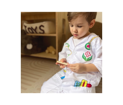 WOOPIE Strój Fartuch Lekarza Doktora Ubranko dla Dzieci do ok. 120 cm