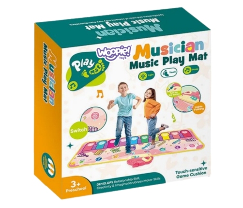 WOOPIE Mata Muzyczna XXL Dinusie 2w1 Pianinko 8 Melodii 110cm