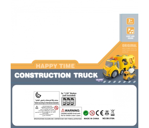 WOOPIE Duża Żółta Laweta City Truck Efekty Dźwiękowe i Świetlne