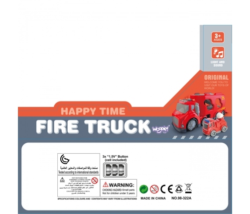 WOOPIE Duża Czerwona Laweta City Truck Efekty Dźwiękowe i Świetlne