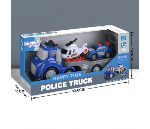 WOOPIE Niebieska Laweta Policyjna City Truck Efekty Dźwiękowe i Świetlne