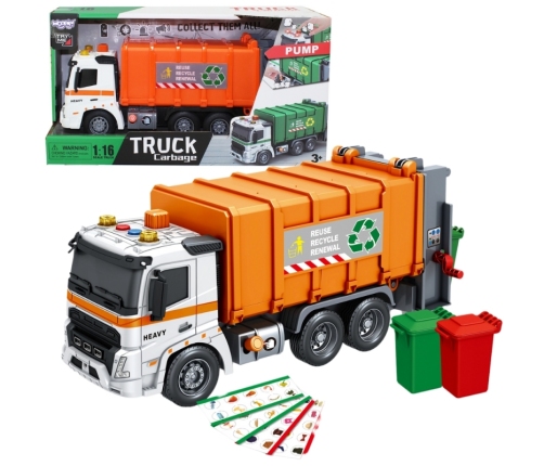 WOOPIE Interaktywna Śmieciarka Model Skala 1:16 Efekty Dźwiękowe i Świetlne