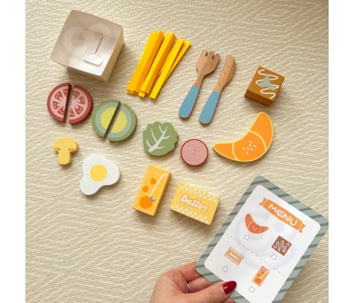 WOOPIE GREEN Zestaw Śniadaniowy z Tacą i Akcesoriami Serwis Pastelowy