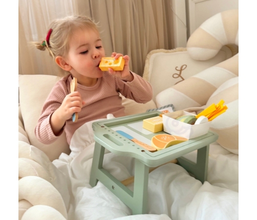 WOOPIE GREEN Zestaw Śniadaniowy z Tacą i Akcesoriami Serwis Pastelowy