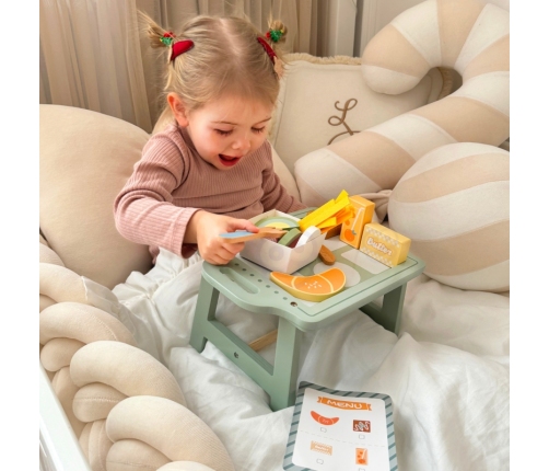 WOOPIE GREEN Zestaw Śniadaniowy z Tacą i Akcesoriami Serwis Pastelowy